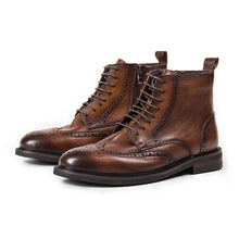 8 Hole zipper brogue engraved ankle martin boots