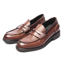 retro washed italian loafers scrubbed old leather shoes for men