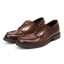 Retro round toe handmade men's casual derby shoes