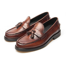 men's ringed slip-on loafers British retro handmade leather shoe