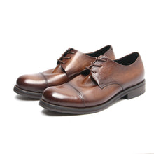 Retro Round Toe Derby Shoe Hand Polished Leather Shoes