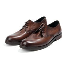 Men's Derbys Shoes Hand Polished Retro Round Toe Leather Shoes