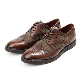 men's brogue derby shoes British retro leather stitching dress shoe