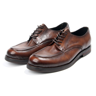 Men's Derby shoes British round toe handmade retro polished  leather shoes