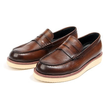 low-top leather loafer breathable British style first layer of pigskin loafer