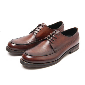 Leather British fashion retro distressed casual derby shoes dress shoe