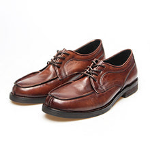 Washed cowhide derby shoes rubbed distressed leather shoes